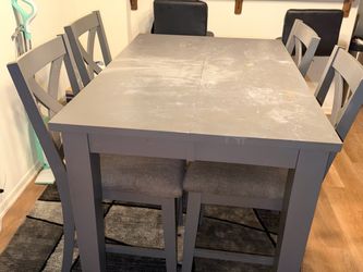Gray Counter-Height Dining Table with 4 Chairs