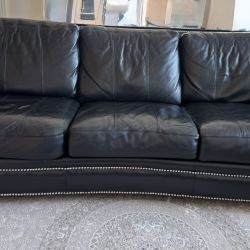 Black Leather Living Room Set – Sofa, Armchair & Futon like Restoration hardware