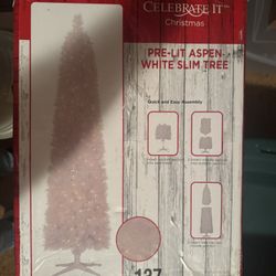 7’ Pre- Lit Aspen  White Slim Tree 