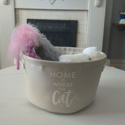 Assorted Basket Of Cat Toys
