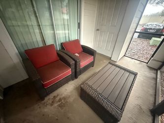 Outdoor Wicker Patio Chair Set with Coffee Table