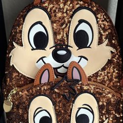 LoungeFly Disney Chip n Dale Exclusive Sequin Backpack