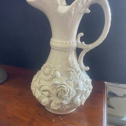 Vintage Belleek Irish Floral Flower Vase 8"