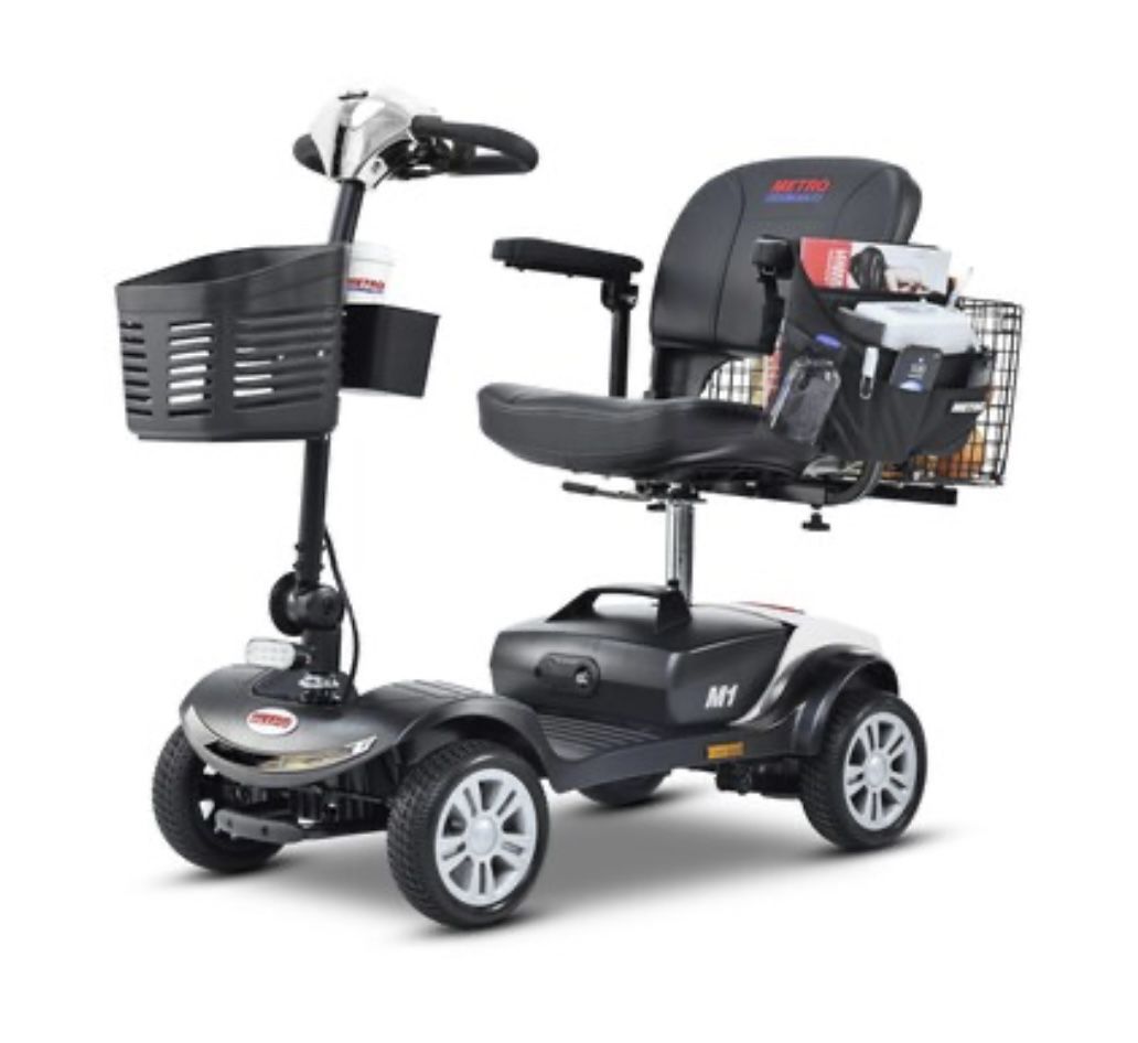 Flynama Four Wheels Compact Travel Mobility Scooter with 300w Motor- Chrome Model #L-P198329  $1655 plus tax at Lowe's website new still in the box