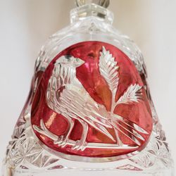 Vintage Hofbauer Ruby Red Byrdes 8" Bell - 24% Lead Crystal 