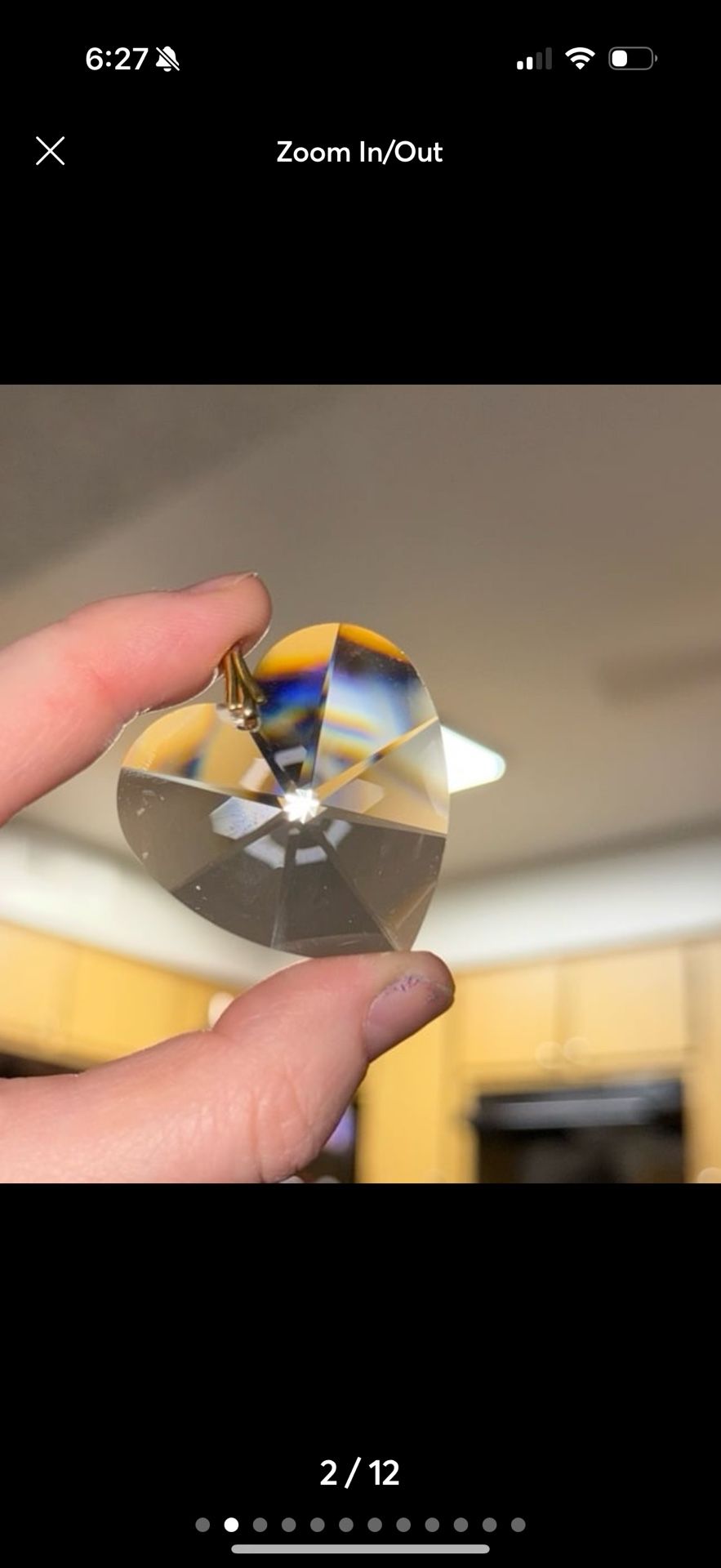 Antique Faceted Glass Heart Pendant