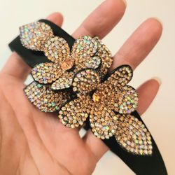 Rhinestones Floral Flowers Headband Hairband Band Gift