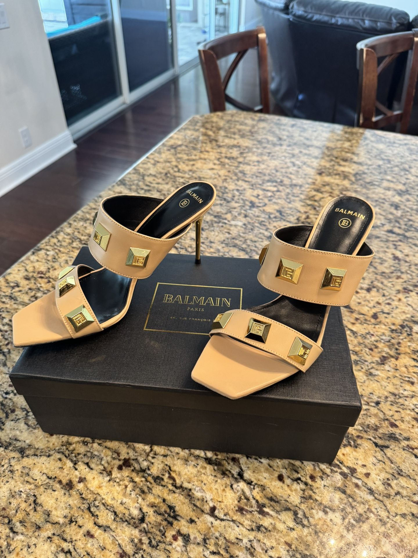 Balmain Leather Studded Mules