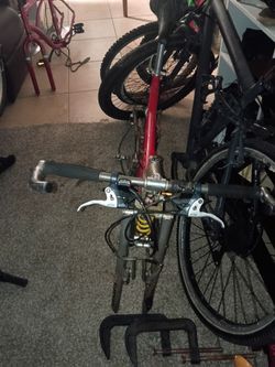 Red Mountain Bike with Front Suspension
