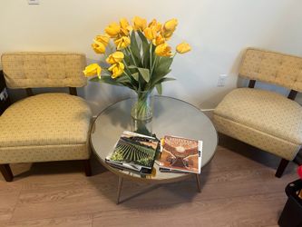 Yellow accent chairs with other items see description