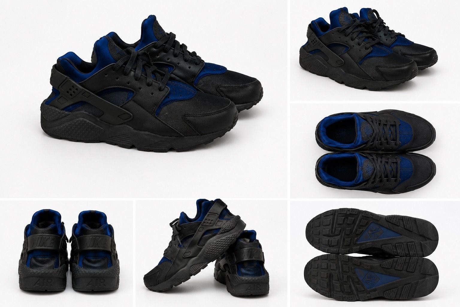 🔥 Nike Air Huarache Black/Royal Blue