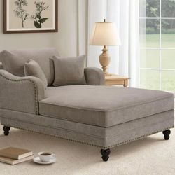 Aglaea Series,  Brown Chenille Upholstered Double Arm Sofa 3-Level Adjustable Backrest Chaise Lounge Chair with Pillows