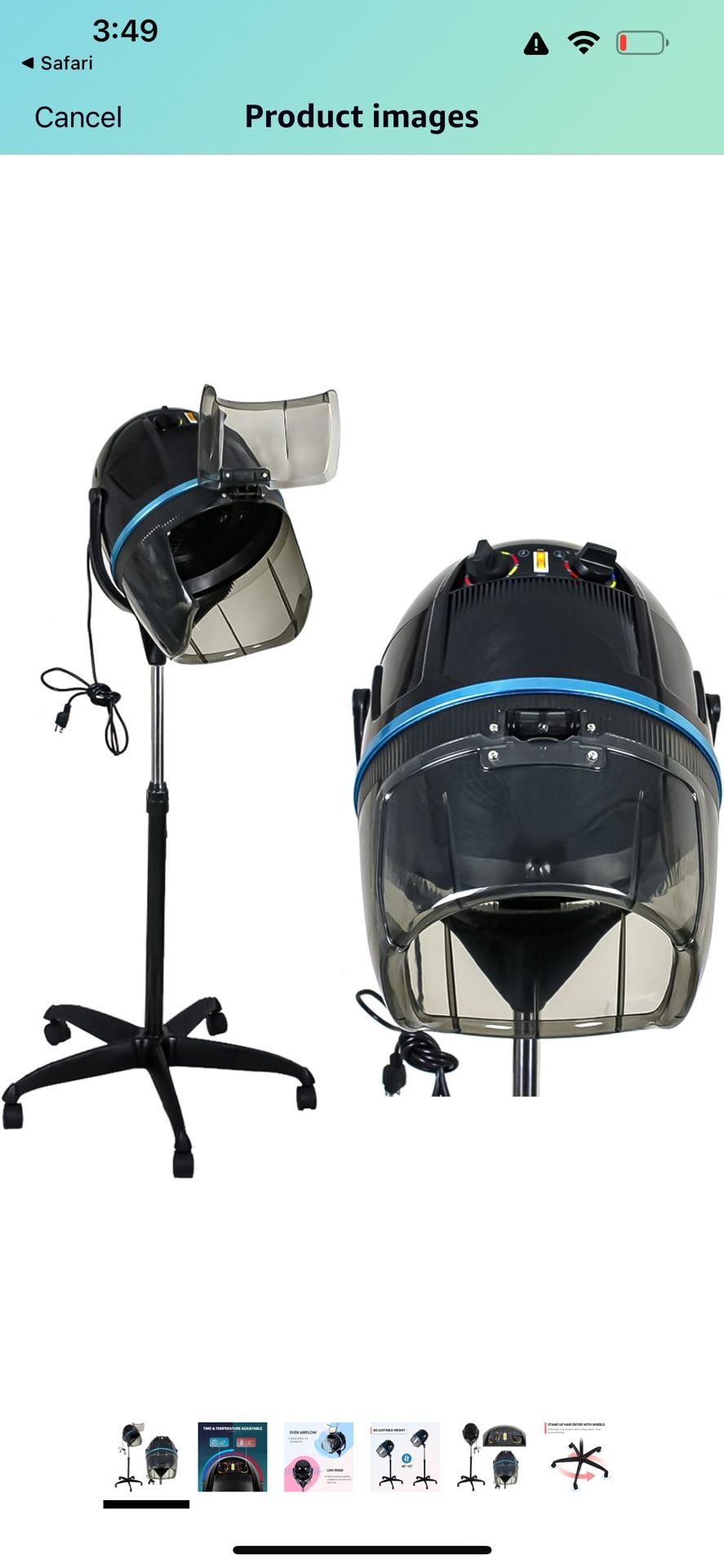 Stand Up Hair Dryer 1300W Adjustable Floor Hooded Bonnet Hair Dryers with Rolling Wheels