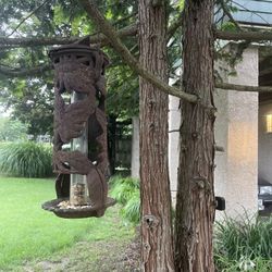 Antique Cast Iron Bird Feeder 