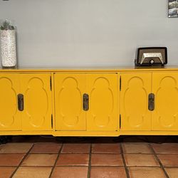Hollywood Regency Mid century Original Vintage solid wood Credenza / Sideboard / Buffet / Console storage