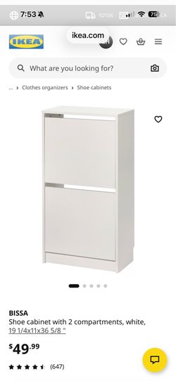 IKEA BISSA White Shoe Cabinet – 2 or 3 Compartments – New in Box