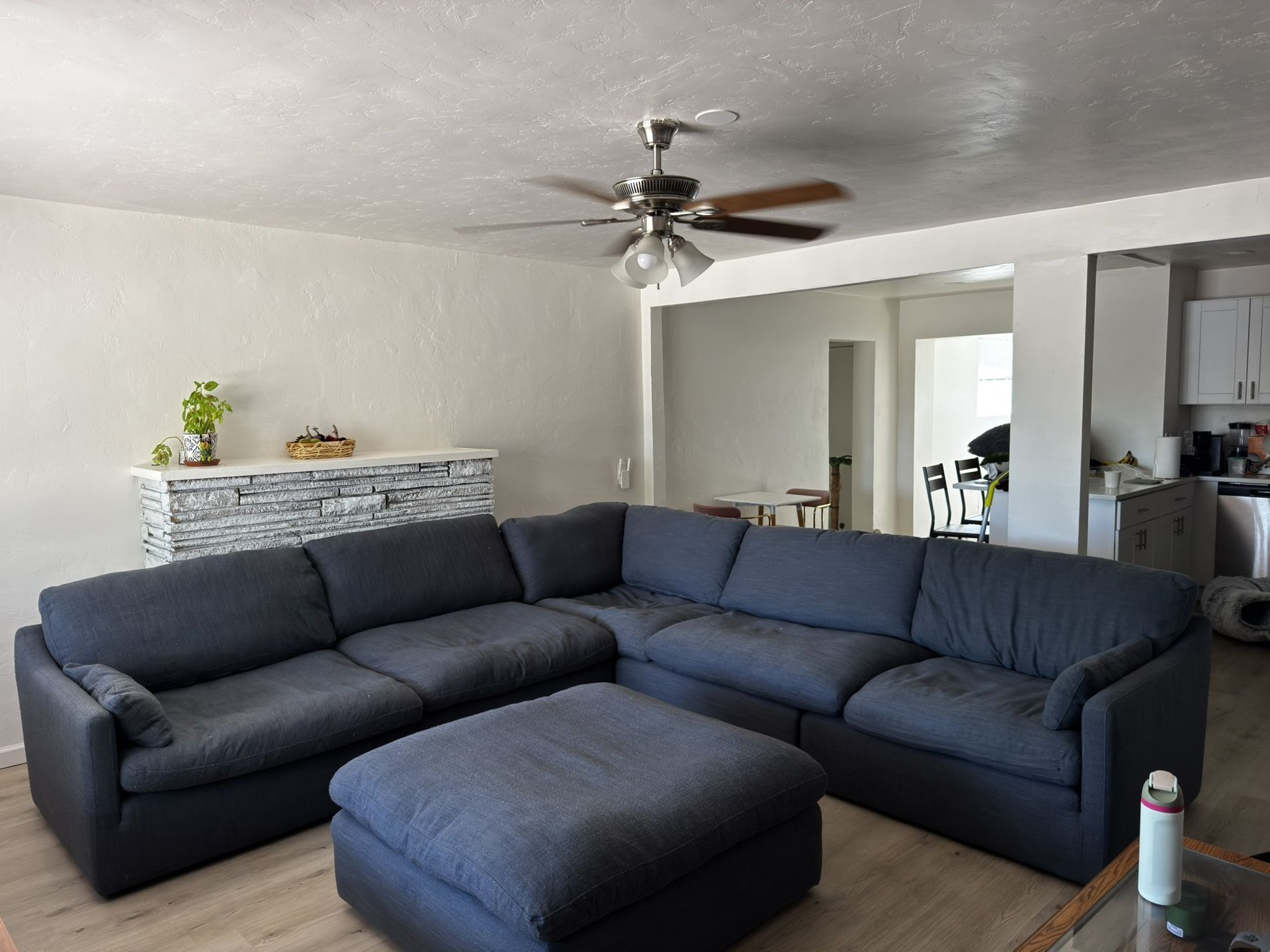 Blue Sectional Couch W/Ottoman
