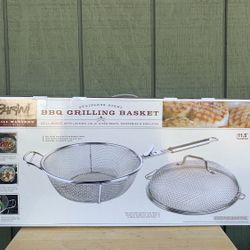 NEW Parini Stainless Steel BBQ Grilling Basket With Locking Lid 