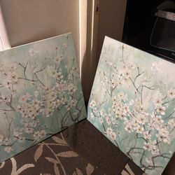 30” X 30” Blue Floral Wall Art 