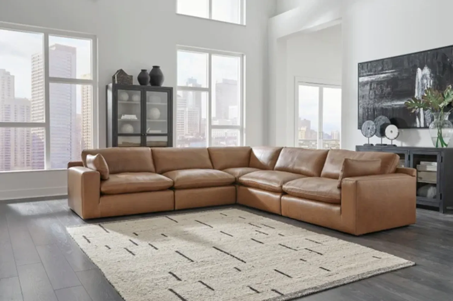 6 Piece Leather Modular Cloud Sectional Sofa BRAND NEW IN BOX