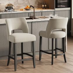 BRAND NEW IN BOX - Upholstered Counter Height Bar Stools with Wood Legs