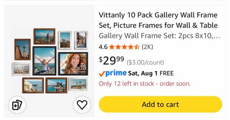 Vittanly 10 Pack Gallery Wall Frame Set, Picture Frames for Wall & Table