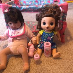 Doll Crib And Dolls