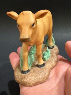 2003 Thomas Kinkade Hawthorne Village Witness to the Miracle Cow Calf Figurine