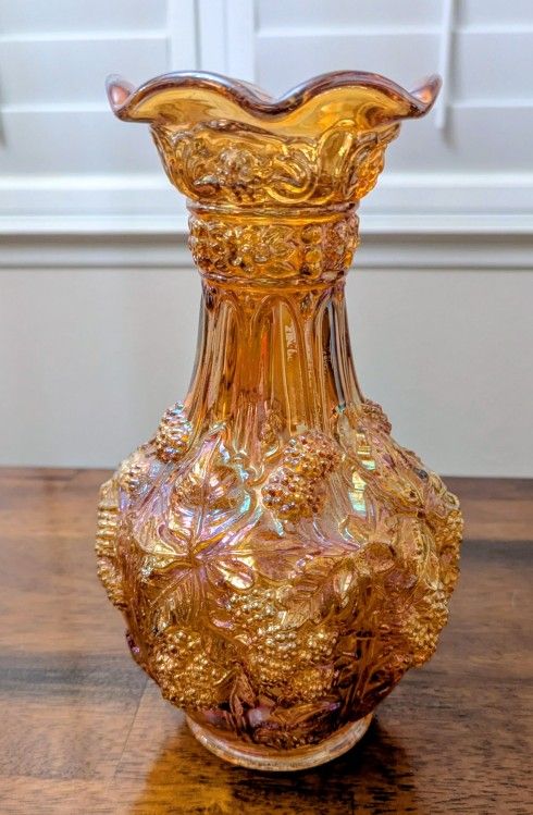 Marigold Carnival Glass Vase