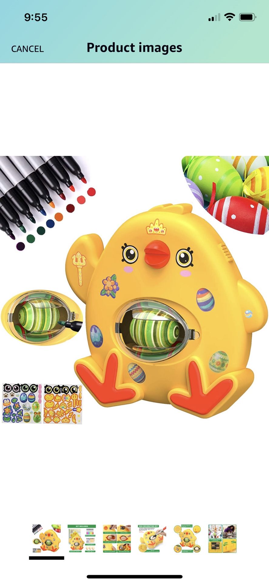 Easter Eggs Decorating Kit ,Easter Egg Decorator Kit Egg Spinner Machine Includes 8 Colorful Quick Drying Markers and 3 Plastic Eggs - Easter Basket S
