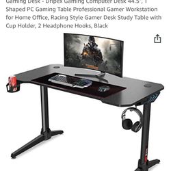 Gaming Desk Metal Frame Wood Top. 