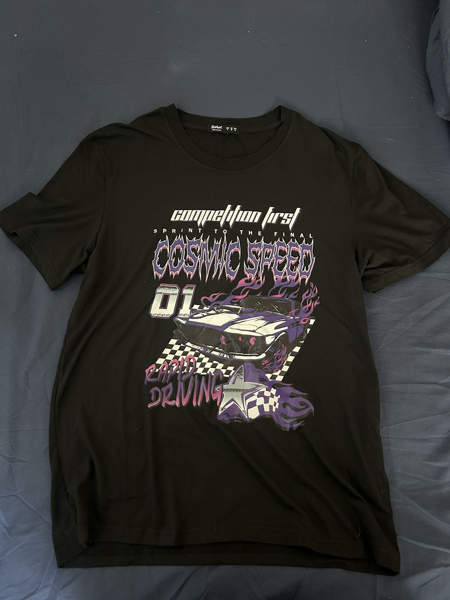 Black and Purple Graphic T Shirt Mens