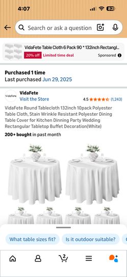New VidaFete White Round Tablecloth 132inch (9) Pack Polyester Stain Wrinkle Resisted