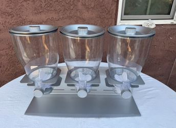Honey-Can-Do Triple Cereal / Dry Food Dispenser – Stainless Steel – Excellent Condition
