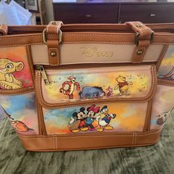 Disney Masterpiece Of Magic Beige Faux Leather Design Style Handbag By The Bradford Exchange
