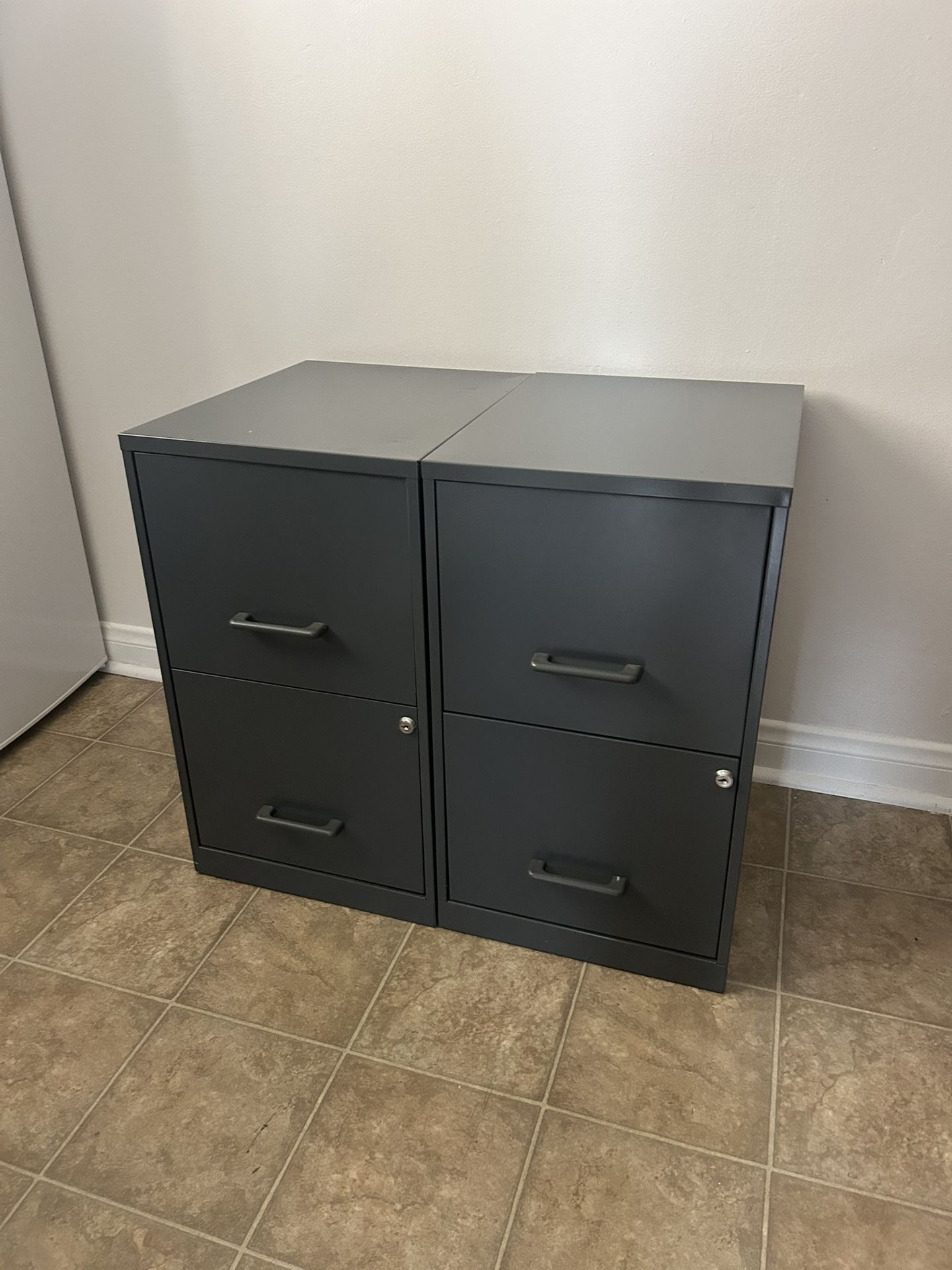 Grey filing cabinets