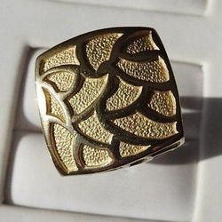 Silver Vermeil Statement Ring, Size 6, Gold Over Silver, Unique Design