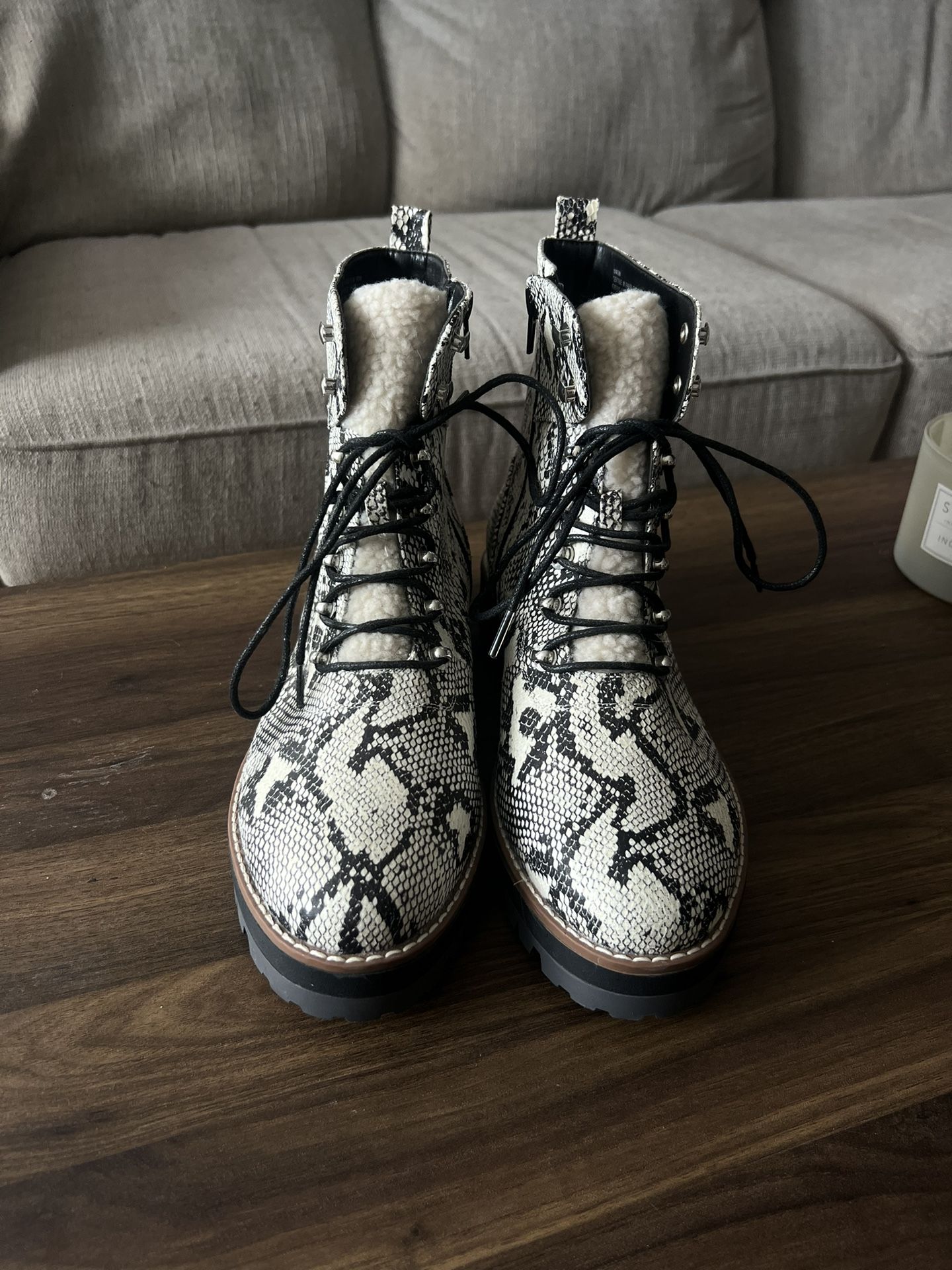 Snakeskin Combat Boots