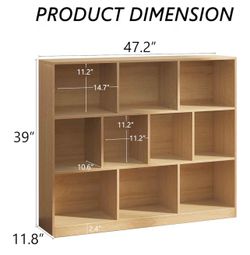 Costway 10-Cube Natural Wood Organizer New