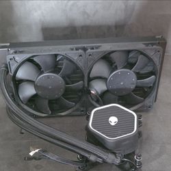 Alienware Liquid CPU Cooler Black AIO Radiator Dual Fans Pump Block Hoses