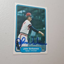 John Verhoeven #547 -signed autograph auto - 1982 Fleer Baseball Trading Card- Minnesota Twins 