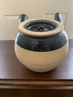 RARE VINTAGE POTTERY CROCK TEA POT SIDE HANDLE & SPOUT, ASIAN, ORIENTAL CHINESE