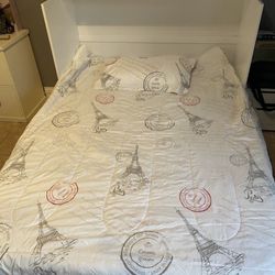 White Murphy Full Size Foldaway Bed With Electrical Outlet