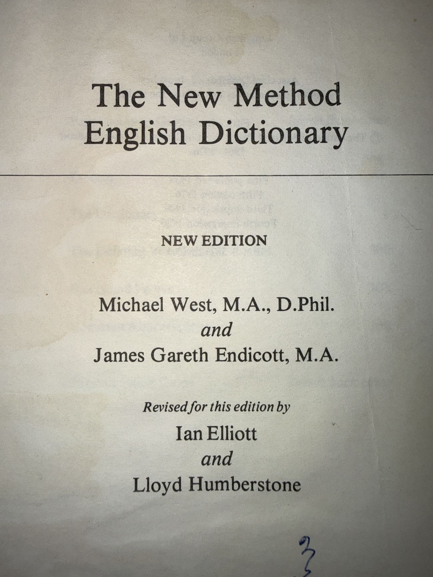 Longman The New Method English Dictionary Michael West New Edition