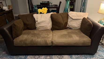 Brown and Cream Couch