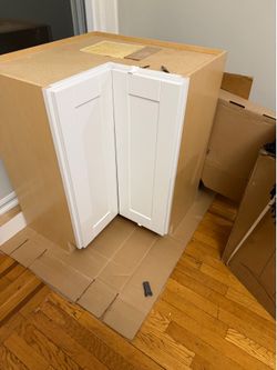 White lazy Susan cabinet