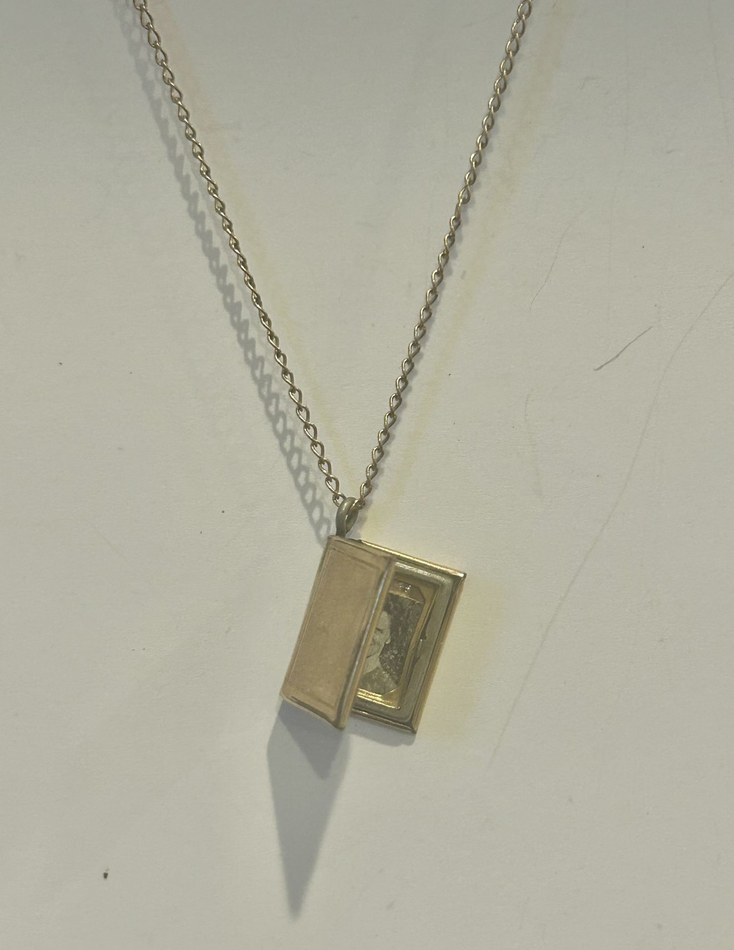 Vintage Gold Tone Square Locket Necklace