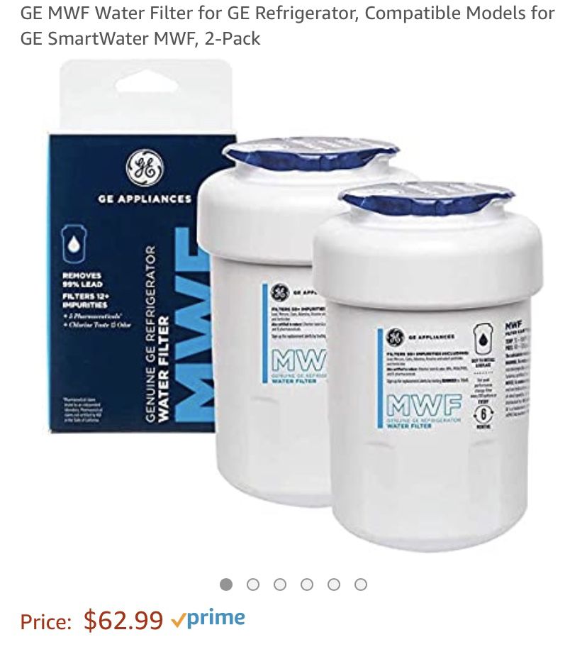 GE MWF Water Filter for GE Refrigerator, Compatible Models for GE SmartWater MWF, 2-Pack