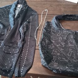 VS Silky Shirt & Constellations Bag (Black, Sleek Set)