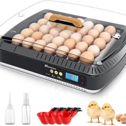 Sailnovo 35-56 Eggs Incubator Fully Automatic with Egg Rotation and Temperature Control with Humidity Display, Eggs Automatic Turning Black